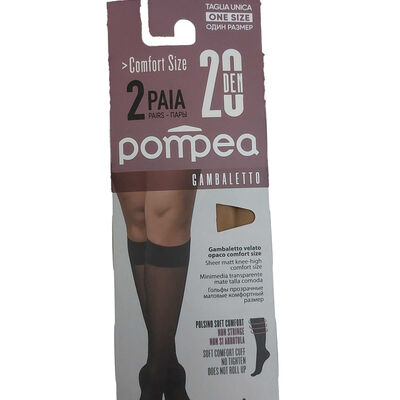 Pompea Microfibra Gambaletto 20 Den Comfort Size Polvere Dorata Taglia Unica 2 Pezzi 