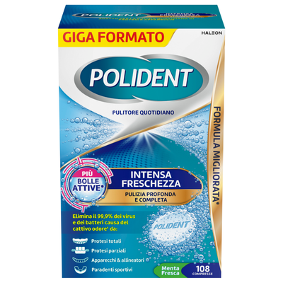 Polident Intensa Freschezza Pulitore Quotidiano per Protesi Dentali 108 Compresse
