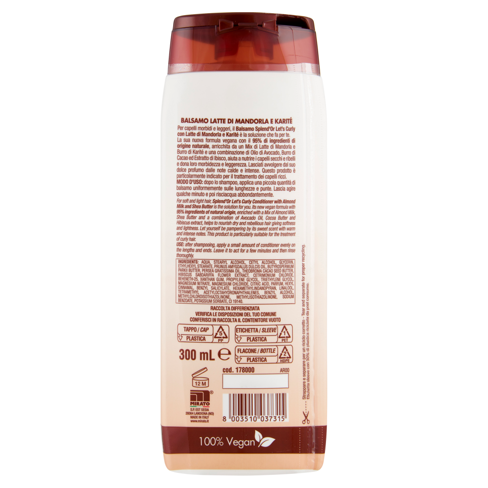 Splend'Or Balsamo Latte di Mandorla e Karit&eacute; Let's Curly! Nutriente 300 ml, , large