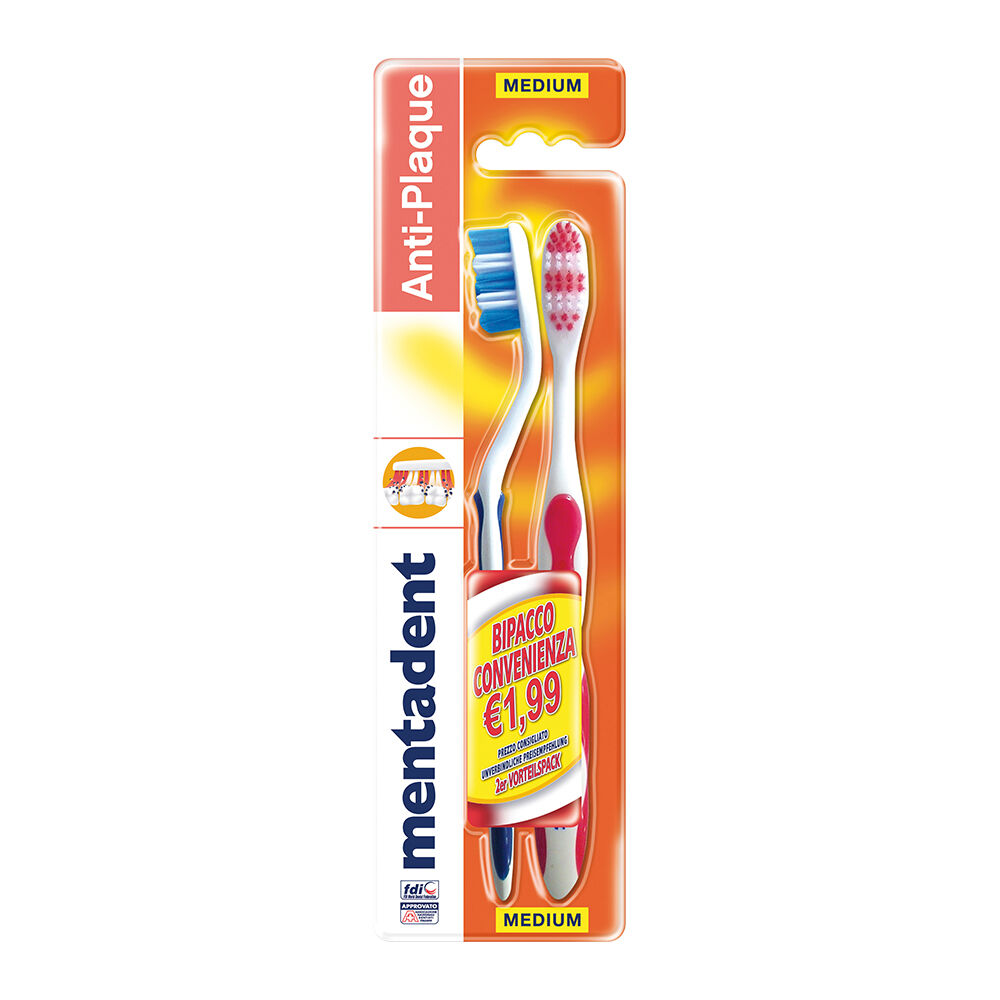 Mentadent Spazzolino Antiplacca 2 Pezzi, , large