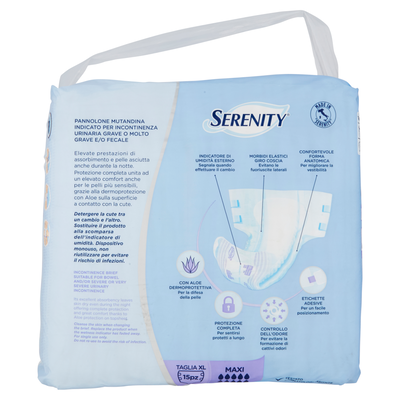 Serenity Classic Pannolone Mutandina Maxi Taglia XL 15 Pezzi