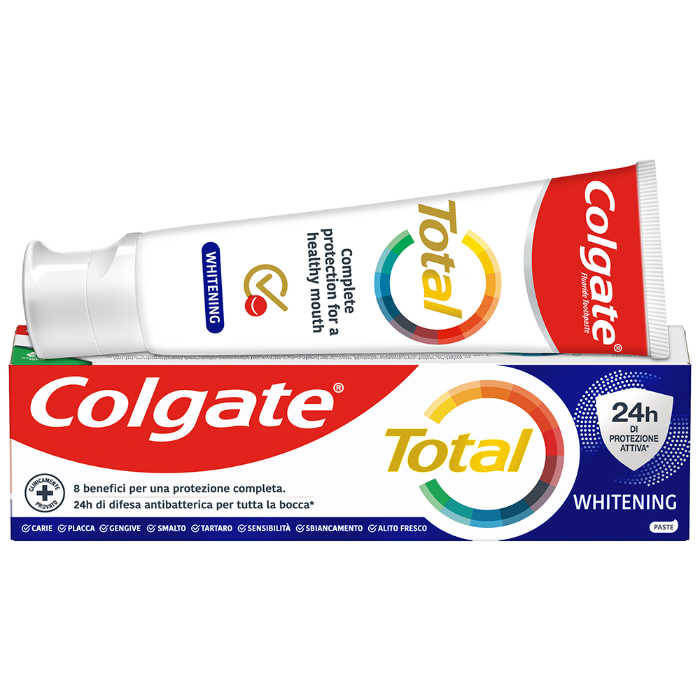 Colgate Dentifricio Sbiancante Total Whitening Protezione 24h di Protezione Attiva 75 ml, , large