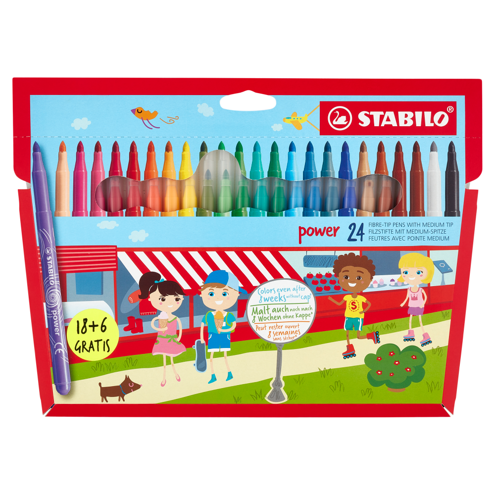 Stabilo Power Pennarelli Punta Media Astuccio 18 + 6 pz, , large