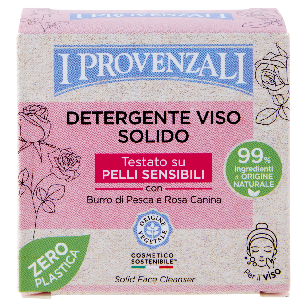 I Provenzali Detergente Viso Solido con Burro di Pesca e Rosa Canina 70 g, , large