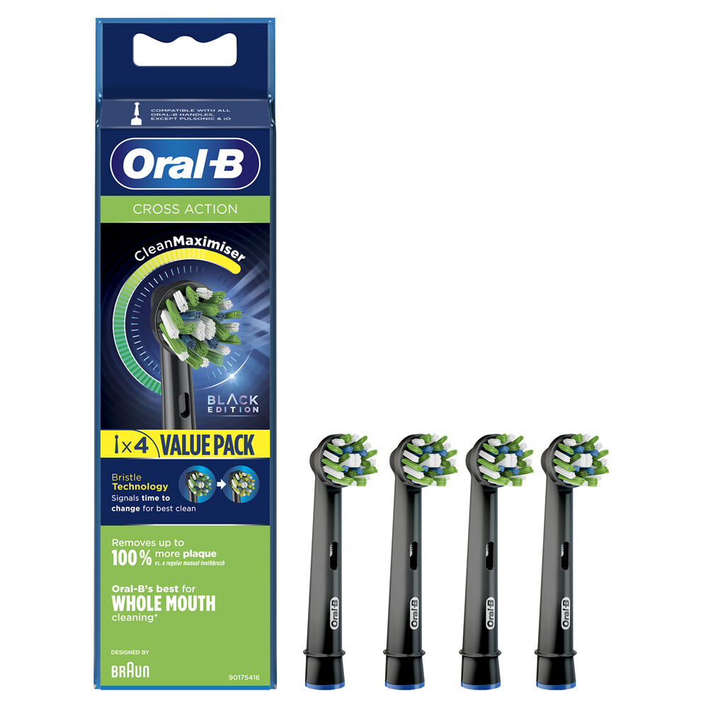 Oral-B Testine di Ricambio Nere Oral-B Cross Action Confezione da 4 Pezzi, , large
