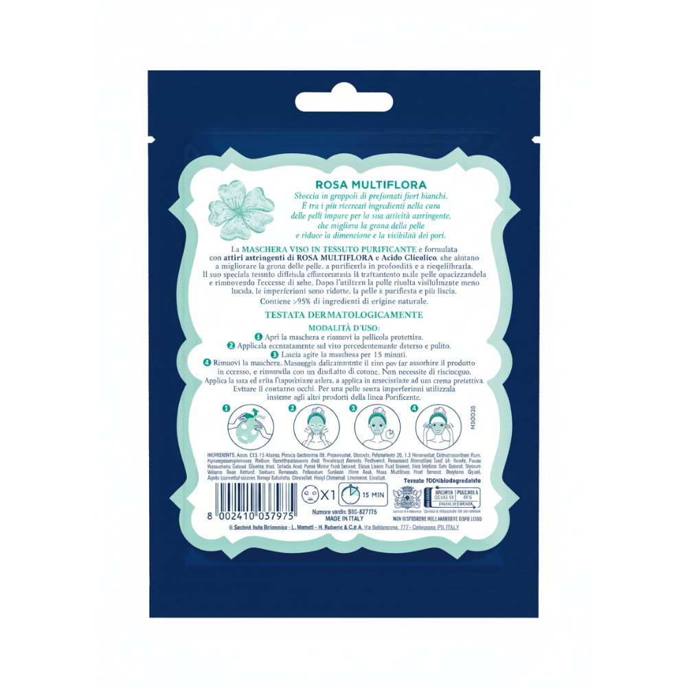 Acqua alle Rose Purificante Maschera in Tessuto Opacizzante Anti-Imperfezioni, , large
