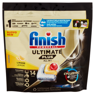 Finish Ultimate Plus All In One Lemon Lavastoviglie 14 Caps