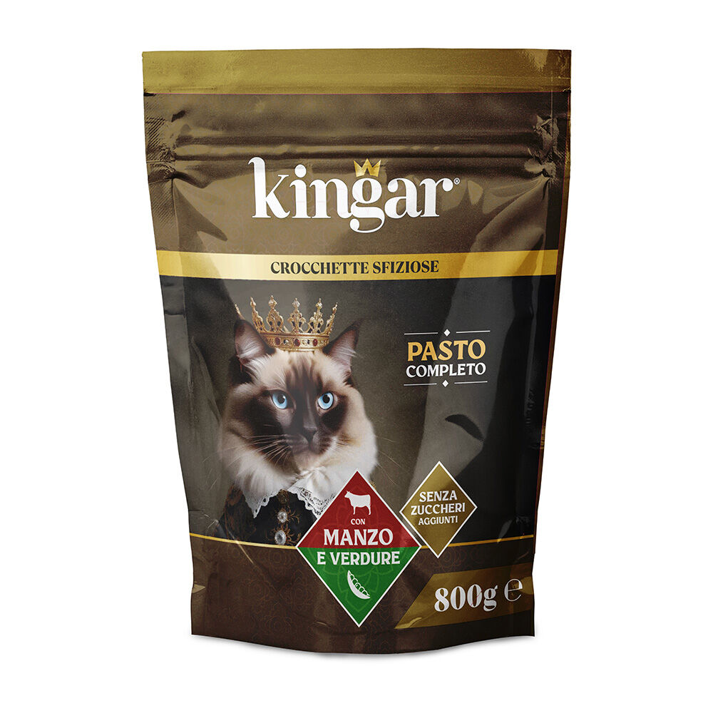 Kingar Cat Busta Crocchette 800g Manzo e Verdure , , large