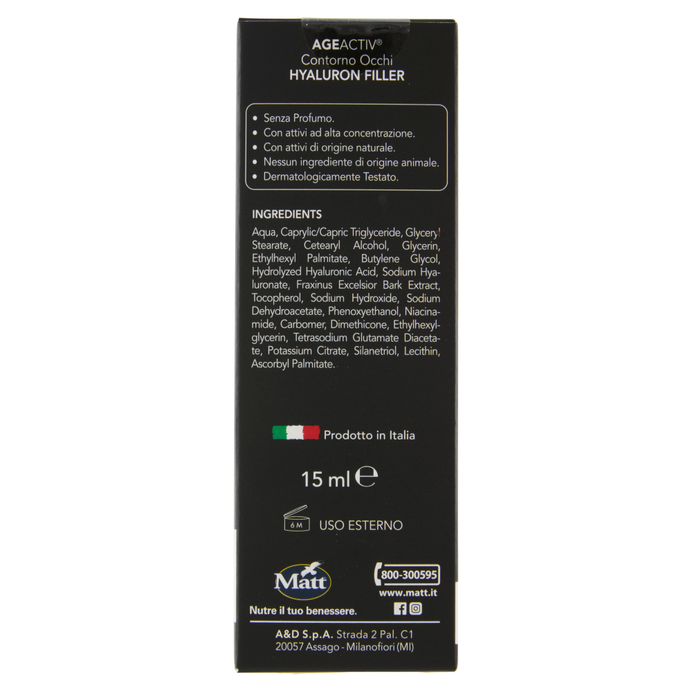 Matt Age Activ Acido Ialuronico Puro 3P Contorno Occhi Levigante Intensivo 15 ml, , large