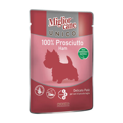 Migliorcane Unico Delicato Pat&egrave; Prosciutto 100 g