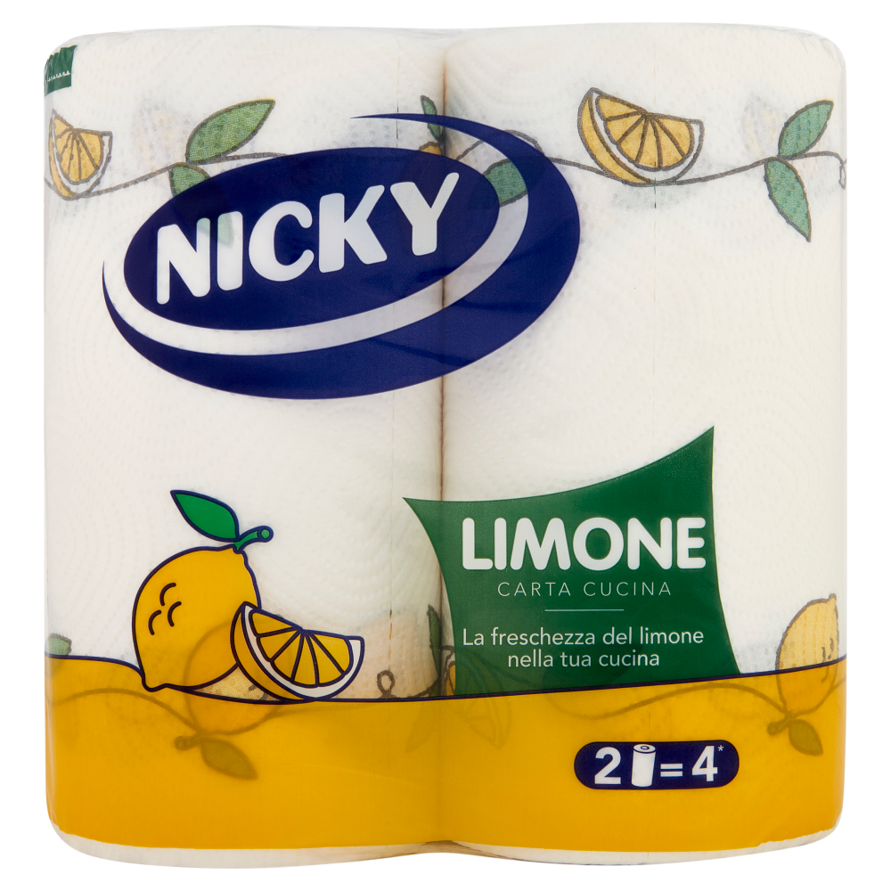 Nicky Carta Cucina Limone 2 Rotoli da 100 Strappi, , large