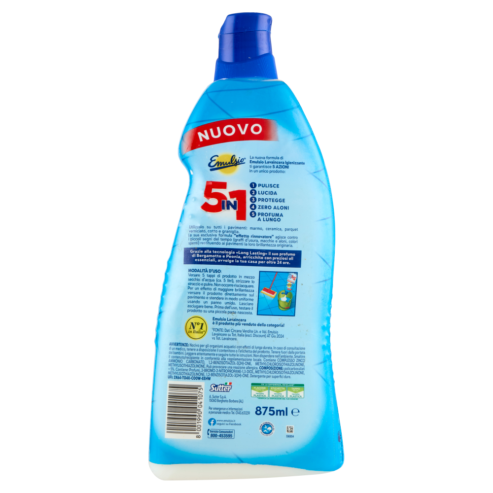 Emulsio LavaIncera Igienizzante 5in1 Bergamotto e Peonia 875 ml, , large