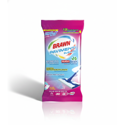 Brawn Pavimenti Panni Umidificati Igienizzanti 12 Pezzi