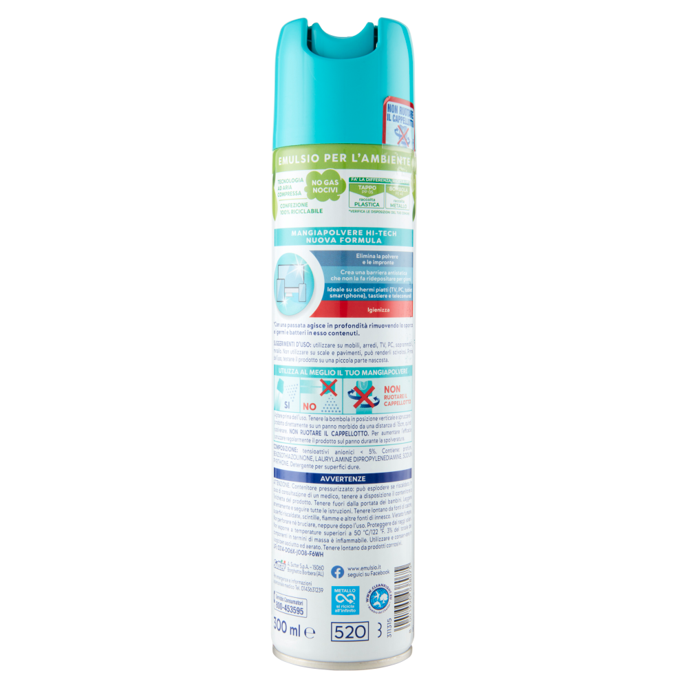 Emulsio Mangia Polvere l'Antistatico Igienizzante Hi-Tech 300 ml, , large